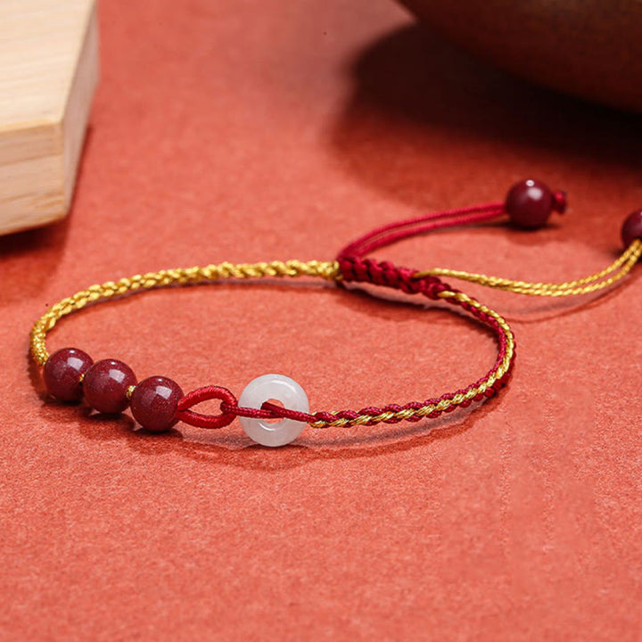 Bransoletka z zapięciem Peace Buckle z Buddha Stones Natural Cinnabar Jade