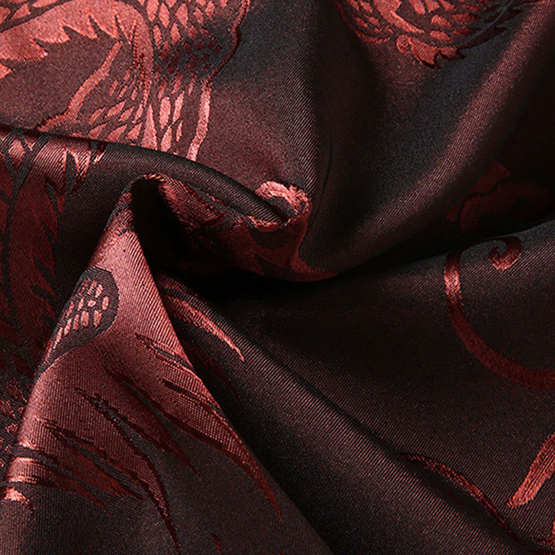 Buddha Stones Tang Suit Mężczyźni Hanfu Chiński Smok Tradycyjne Ubrania Kung Fu Koszula Jednolity Długi Rękaw Płaszcz Bluzki i Spodnie Odzież Męska Zestaw - image 3