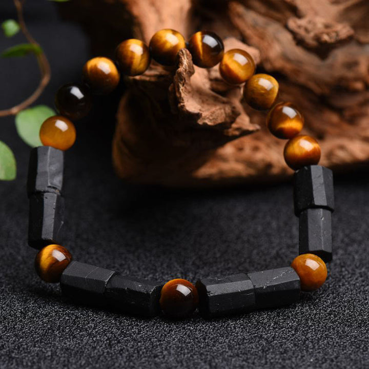 Bransoletka Buddha Stones Natural Black Tourmaline Tiger Eye Positive