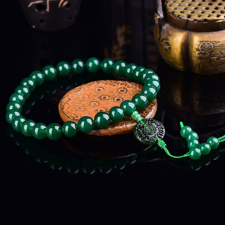 Buddha Stones Naturalny Zielony Agat Nadgarstek Mala Manifestacja Kieszonkowa Mala Dekoracja Samochodu