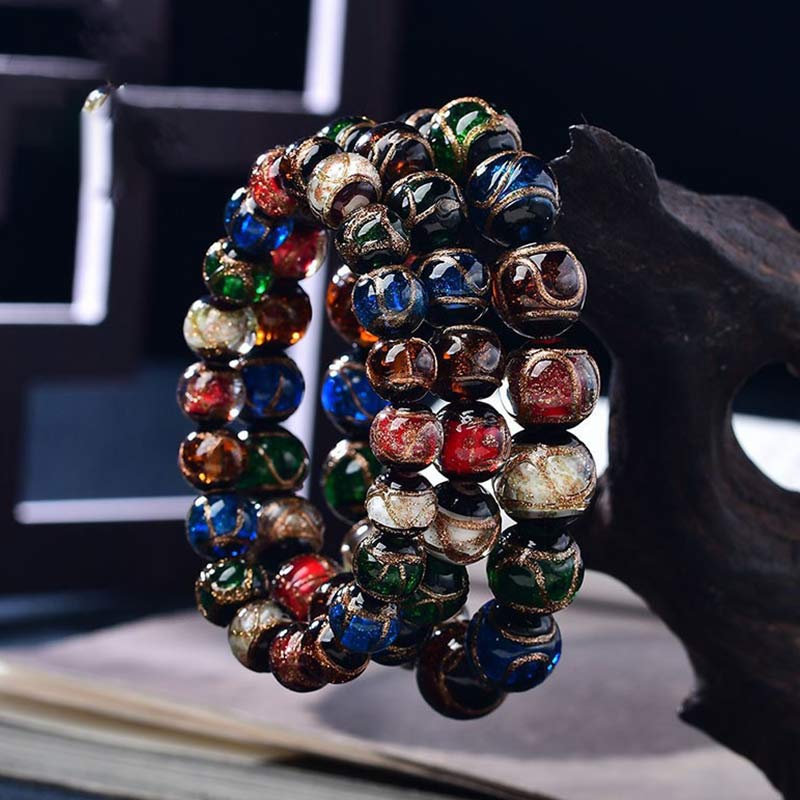 Bransoletka z kolorowych szklanych koralików Liuli z Buddha Stones