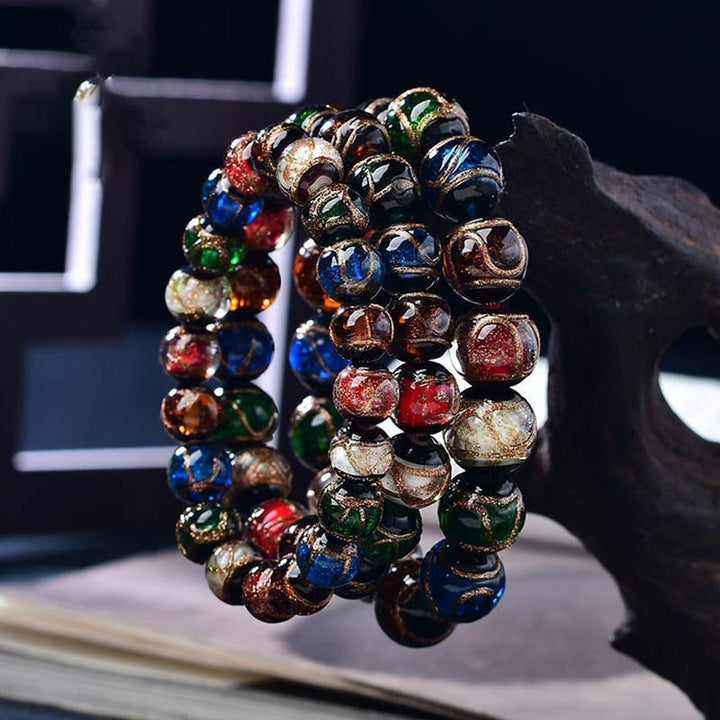Bransoletka z kolorowych szklanych koralików Liuli z Buddha Stones