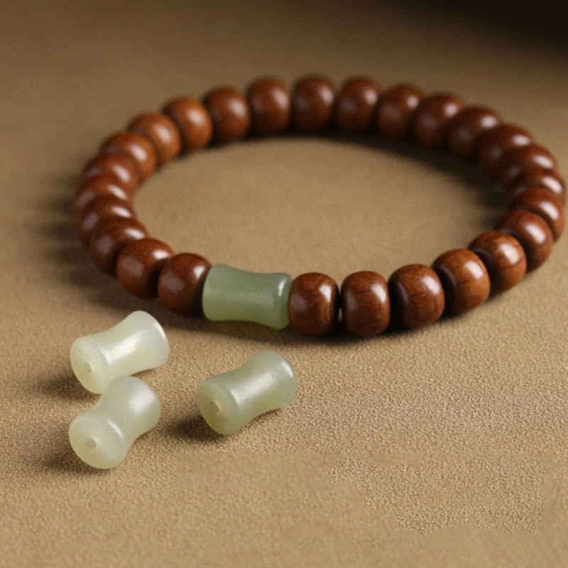 Buddha Stones Naturalne Abelia Biflora Drewno Hetian Jade Bambus Koralik Bransoletka Odpędzająca Złe Duchy