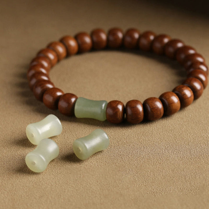 Buddha Stones Naturalne Abelia Biflora Drewno Hetian Jade Bambus Koralik Bransoletka Odpędzająca Złe Duchy