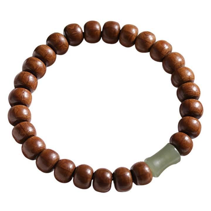 Buddha Stones Naturalne Abelia Biflora Drewno Hetian Jade Bambus Koralik Bransoletka Odpędzająca Złe Duchy