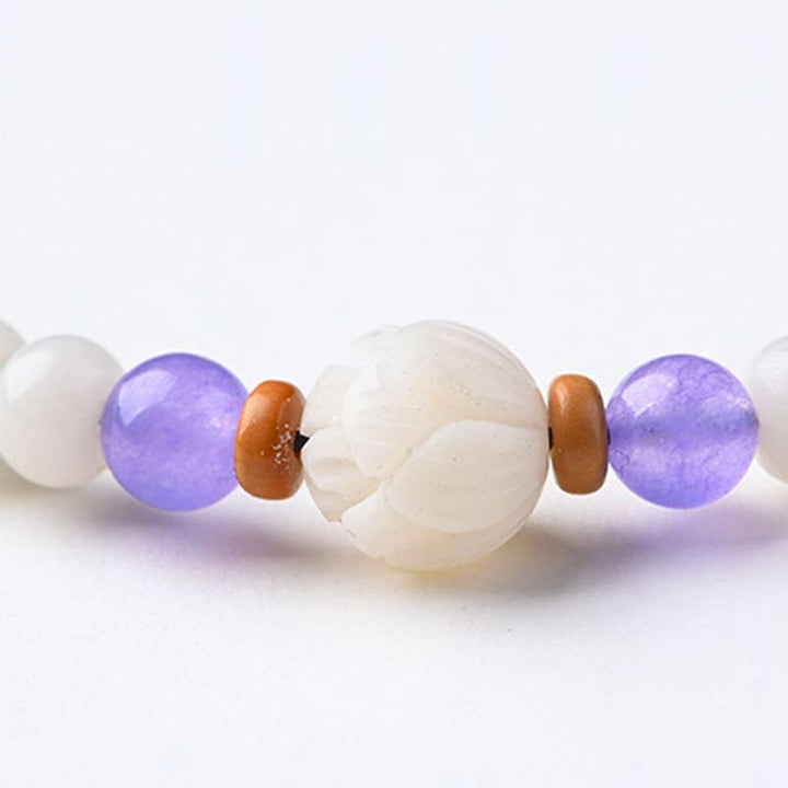 Bransoletka z białego jadeitu Bodhi Lotus z Buddha Stones