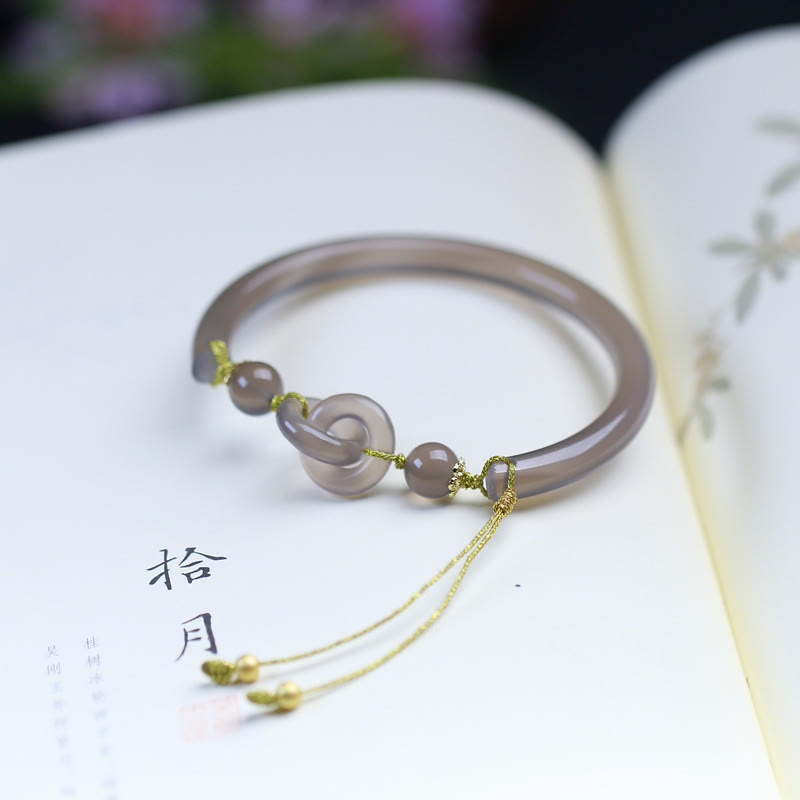 Bransoletka Buddha Stones Natural Grey Agat Double Peace Buckle Balance