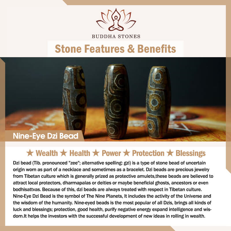 Bransoletka z zapięciem skórzanym z Buddha Stones Tybetańskimi Dziewięcioocznymi Koralikami Dzi - image 6