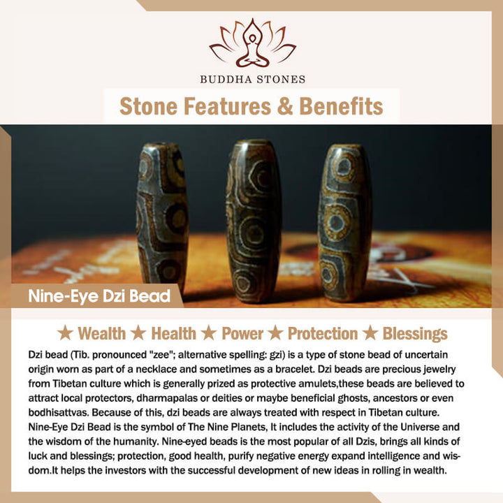 Naszyjnik z Buddha Stones z dziewięcioma oczami i koralikami Dzi