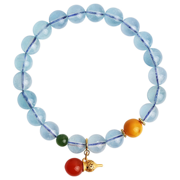 Bransoletka z akwamarynowo-czerwonym agatem Peace Gourd Charm