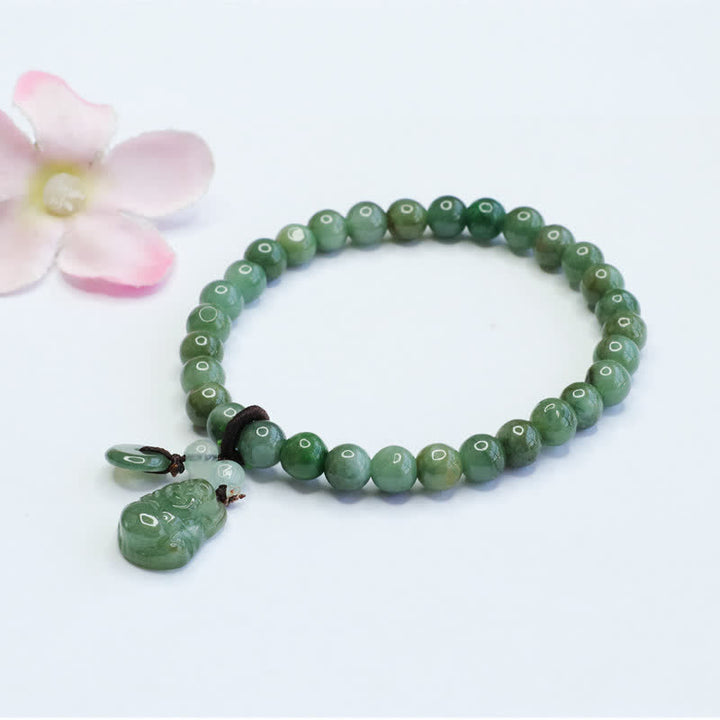 Buddha Stones Śmiejący się Budda Cyjan Jade Bransoletka lecznicza