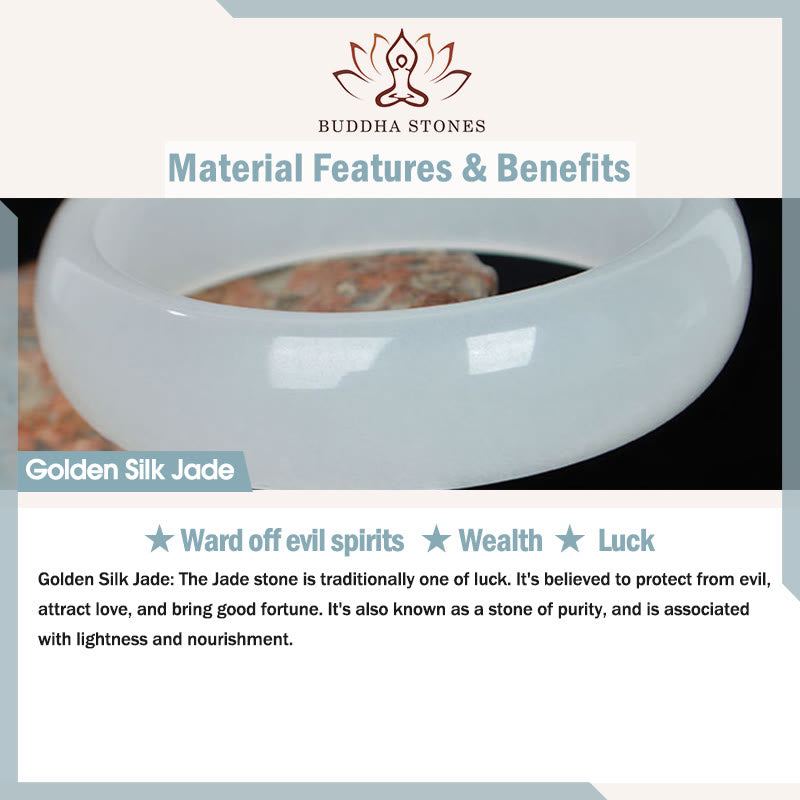 Buddha Stones Naturalny Przezroczysty Złoty Jedwabny Jadeit Bransoletka Bogactwo Szczęście Bangle