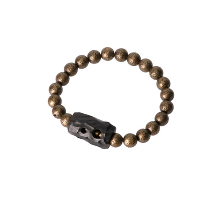 Buddha Stones Tybet Heban Drewno Miedź Pokój Równowaga Bransoletka Koralikowa