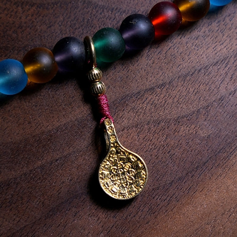 Buddha Stones Tybetańskie 108 Mala Koraliki Wielokolorowe Szklane Koraliki Liuli Chiński Zodiak Dziewięć Pałaców Osiem Diagramów Bransoletka z Urokiem