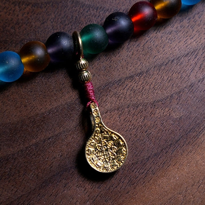 Buddha Stones Tybetańskie 108 Mala Koraliki Wielokolorowe Szklane Koraliki Liuli Chiński Zodiak Dziewięć Pałaców Osiem Diagramów Bransoletka z Urokiem