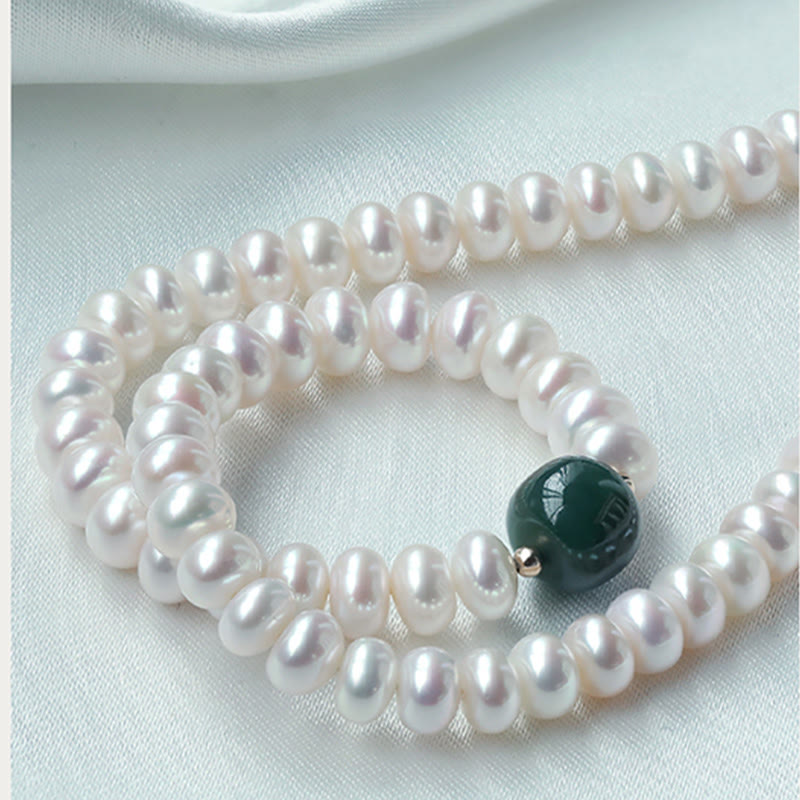 Buddha Stones 925 Srebro Sterlingowe Naturalne Perły Hetian Jade Akwamaryn Mądrość Szczerość Naszyjnik Bransoletka Wisiorek - image 2