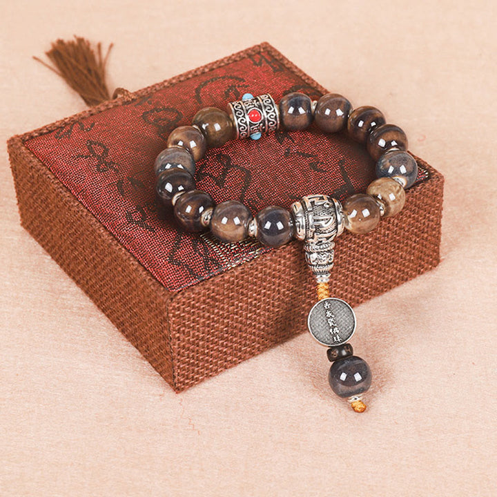 Buddha Stones Tybet Om Mani Padme Hum Koło Modlitewne Dorje Vajra Grawerowane Szklane Koraliki Bransoletka Mądrości