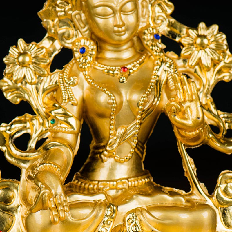 Buddha Stones Bodhisattwa Biała Tara Nadzieja Ochrona Pozłacana Statua Dekoracja - image 12