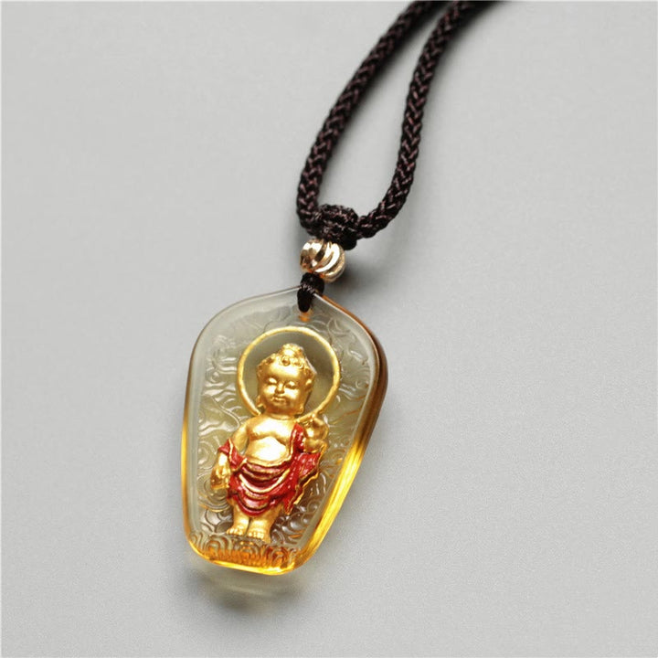 Buddha Stones Tybetański Budda Liuli Kryształowy Naszyjnik Spokoju Wisiorek - image 2