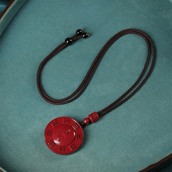 Buddha Stones Cynober Yin Yang Bagua Błogosławieństwo Naszyjnik Wisiorek - image 3