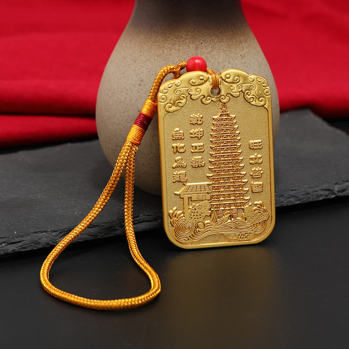 Buddha Stones Feng Shui Pomyślna Gwiazda Wenchang Pen Pagoda Koi Fish Samochód Wisząca Dekoracja