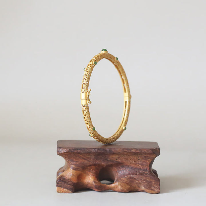 Buddha Stones Cyjan Jade Miedź Pomyślne Chmury Spokojna Uzdrawiająca Bransoletka Bangle