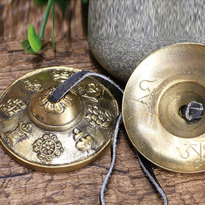 Buddha Stones Tybetański Dzwon Tingsha Sześć Prawdziwych Słów Smok Miedziana Równowaga Dekoracja Z Torbą