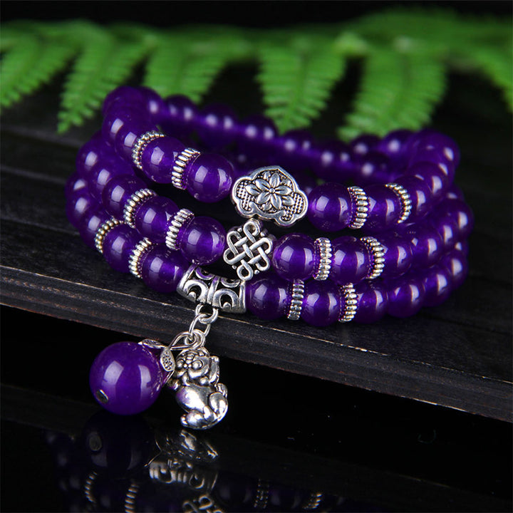 Buddha Stones Bransoletka Ametyst PiXiu Wealth