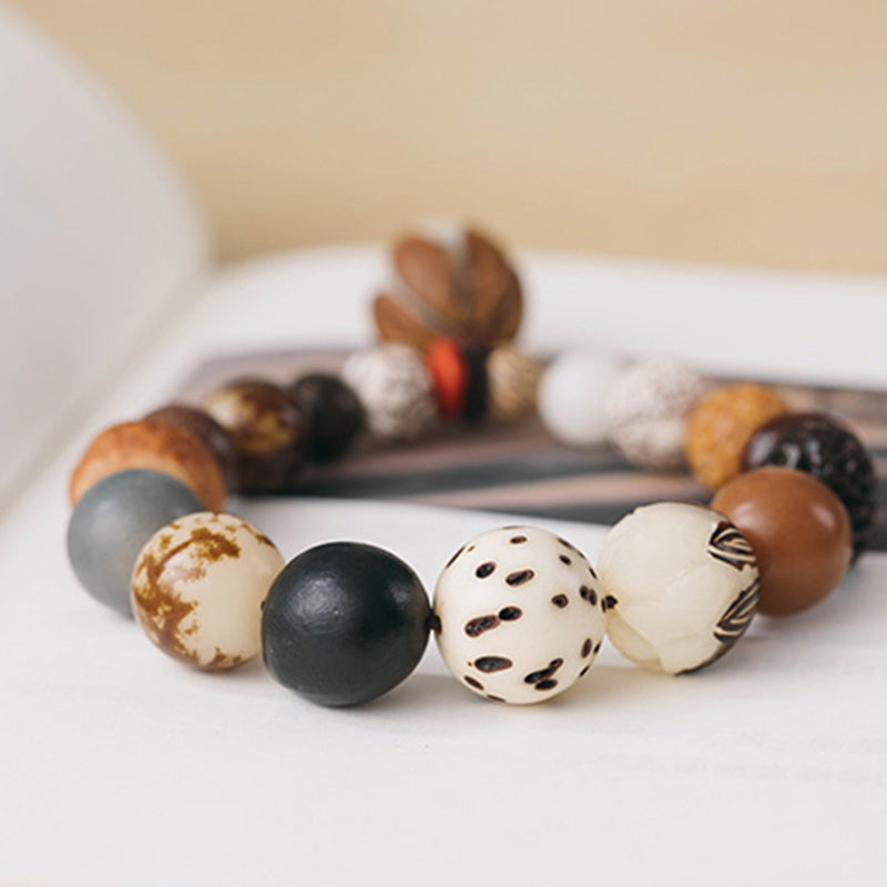 Buddha Stones Bodhi Nasiona Lotosu Mądrość Spokój Bransoletka Mala Na Nadgarstek