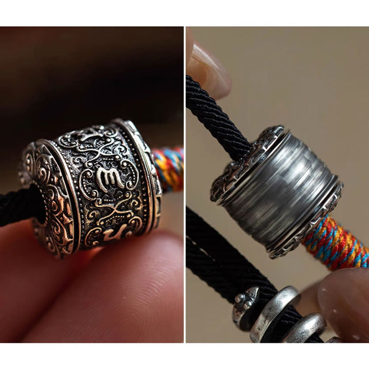 Buddha Stones Tybetańskie Om Mani Padme Hum Rzeźbiony Amulet Podwójnie Owijana Bransoletka