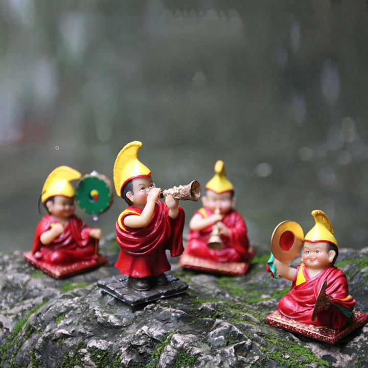 Buddha Stones malowane ręcznie tybetańskie figurki Lamy rzeźbione kreatywne ozdoby do dekoracji domu i biura