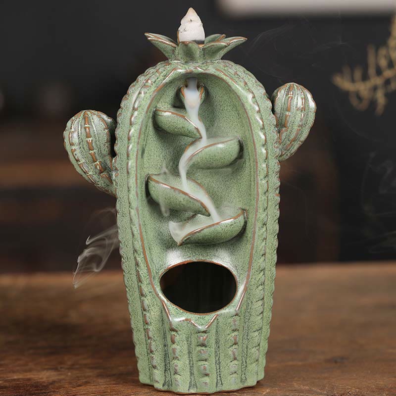 Kaktus Ceramic Healing Backflow Smoke Fountain Incense Burner - Kaktus-Zielony 12,5*6,5*17 cm - image 8