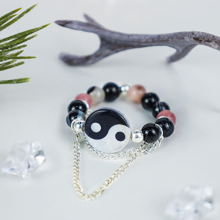 Pierścień szczęścia z symbolem Yin Yang