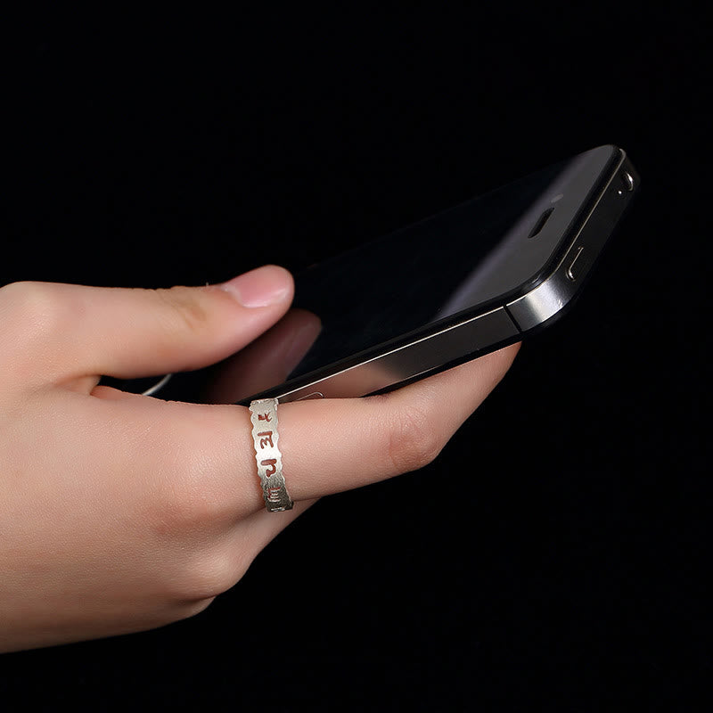 Buddha Stones Tybetańskie 925 Srebro Sterlingowe Om Mani Padme Hum Peace Hollow Ring - image 4