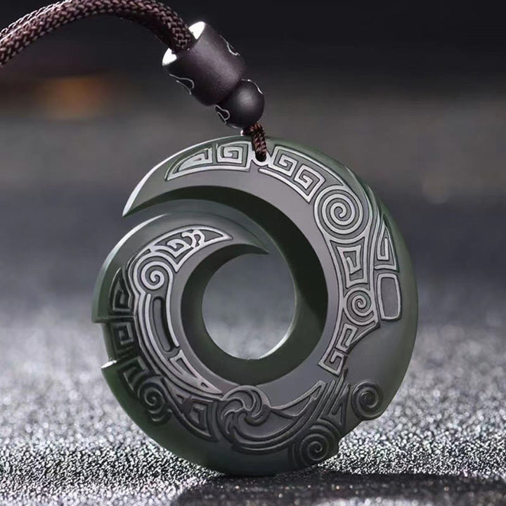 Buddha Stones poprawiają szczęście projekt patern hetian cyjan jadeit klamra pokoju naszyjnik szczęście wisior - Cyjanowy Jadeit (Sukces♥Uzdrawianie) - image 0