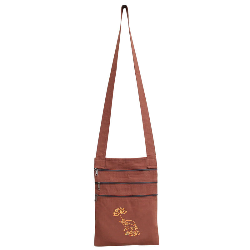 Spiritual Mind Practice Lotus Haftowana bawełniana torba na ramię Torba typu crossbody