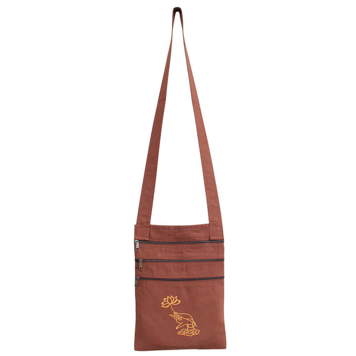 Spiritual Mind Practice Lotus Haftowana bawełniana torba na ramię Torba typu crossbody