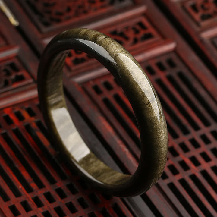 Buddha Stones Złoty połysk Obsydian Srebrny połysk Obsydian Ochrona Bransoletka Bangle