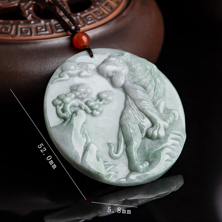 Buddha Stones Chiński Zodiak Tygrys Jadeit Ochrona Naszyjnik Wisiorek Sznurek - image 9