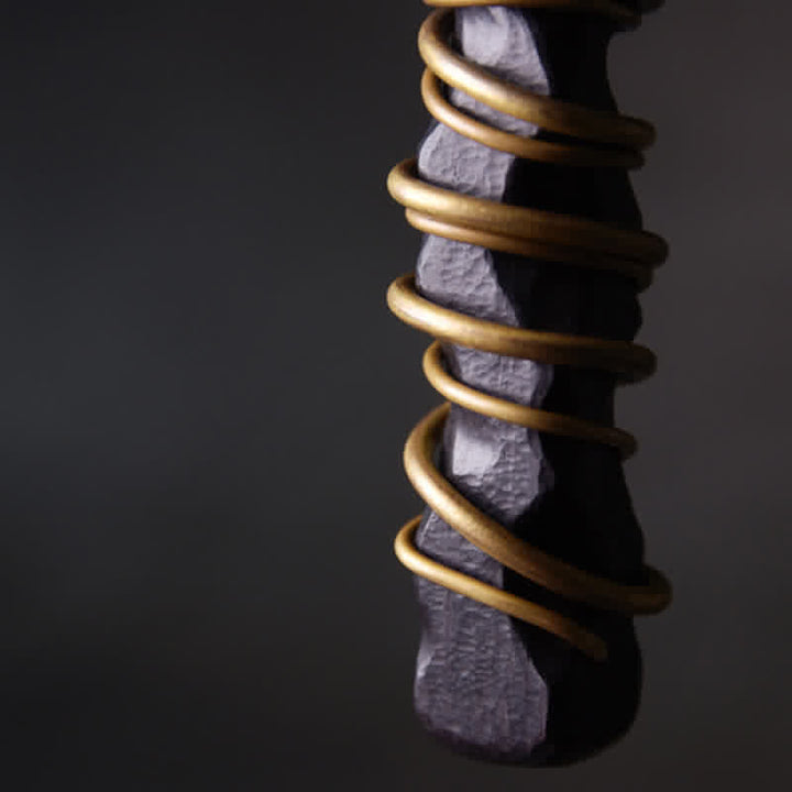 Naszyjnik z Buddha Stones z drewna hebanowego i mosiądzu w kształcie równowagi pokoju - image 5