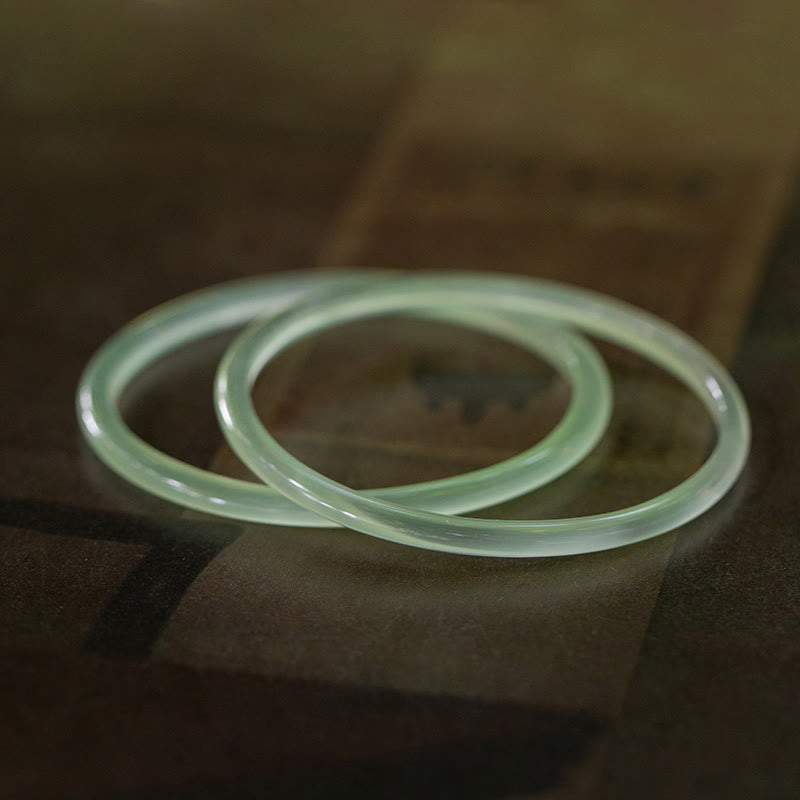 Buddha Stones Naturalny Zielony Chalcedon Siła Odwaga Bransoletka Mankiet Bangle