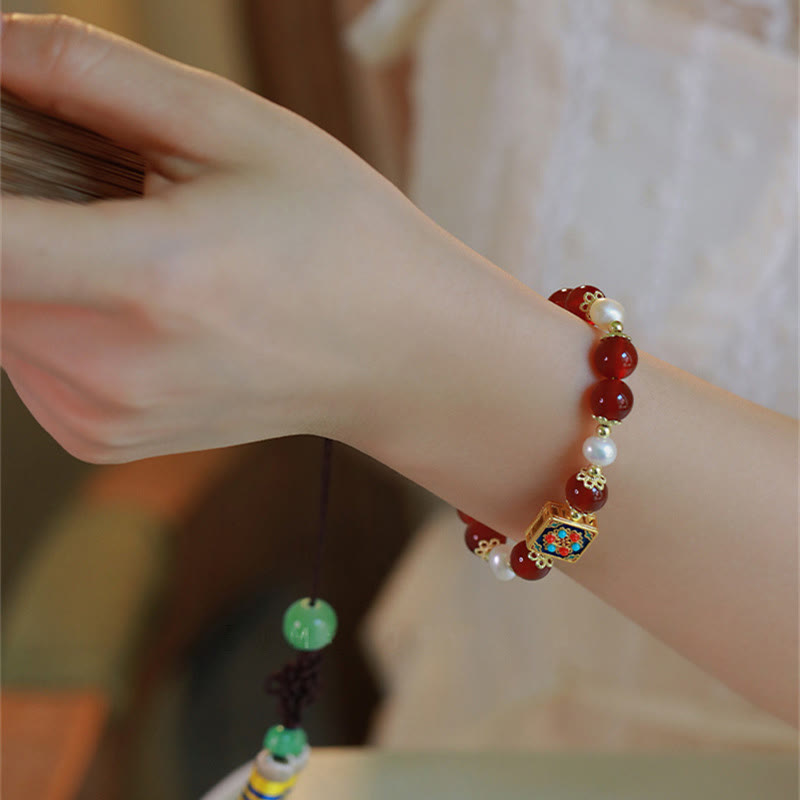 Buddha Stones Red Agat Pearl Confidence Self-accepting