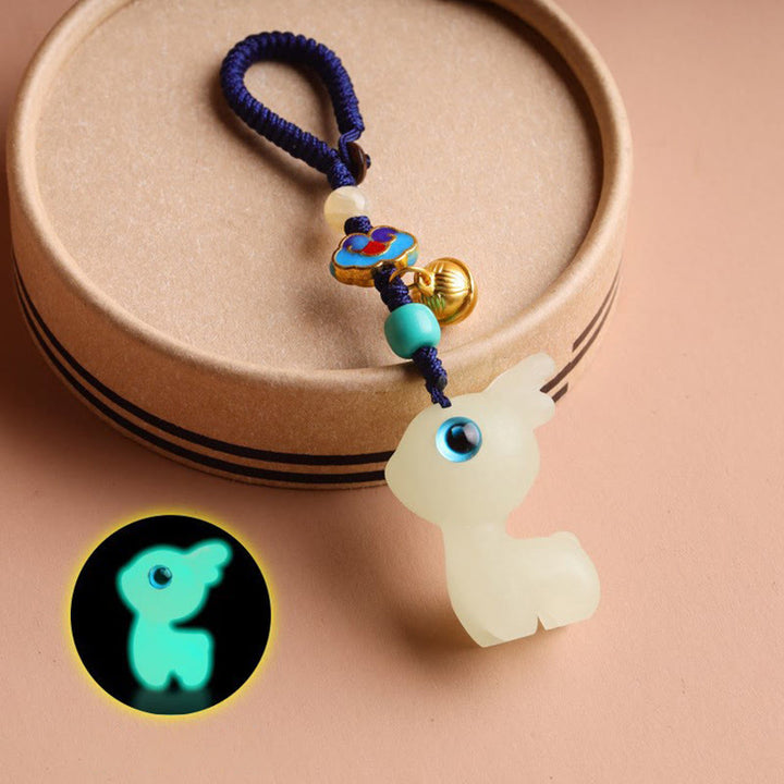 Buddha Stones Mini Słodkie Jelenie Glowstone Luminous Lucky Deer Energy Brelok Telefon Samochód Wisząca Dekoracja