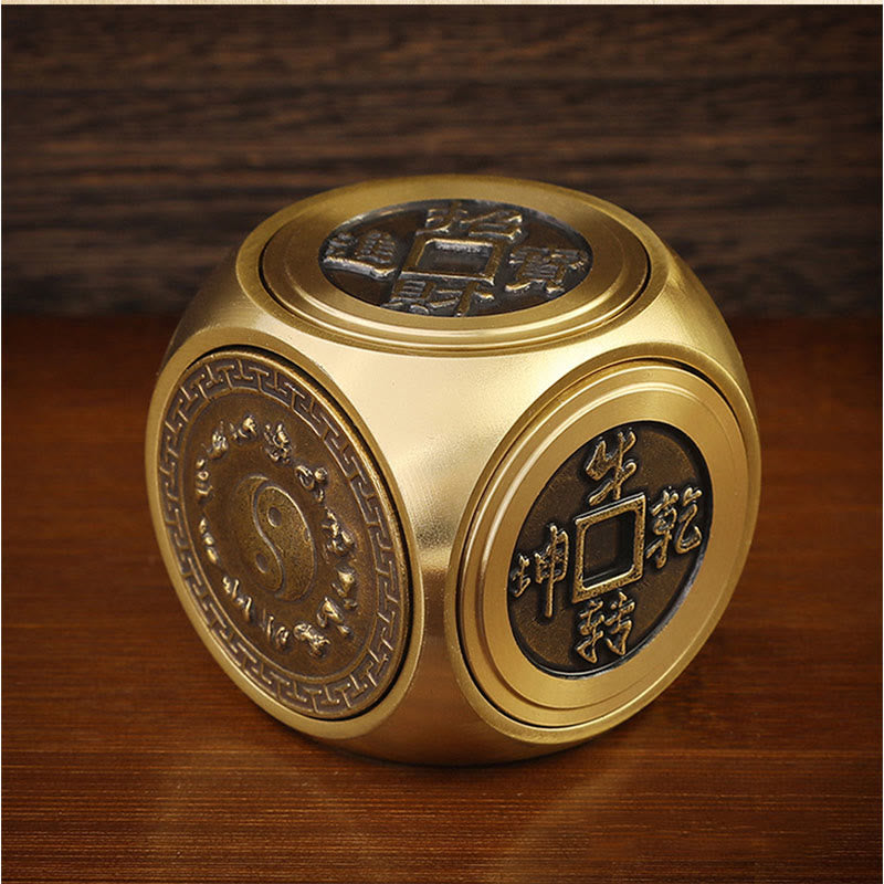 Buddha Stones Cztery Bestie Feng Shui Yin Yang Bagua Miedziana Moneta Harmonia Obrotowa Dekoracja - Yin Yang 4,3*4,3 cm - image 6