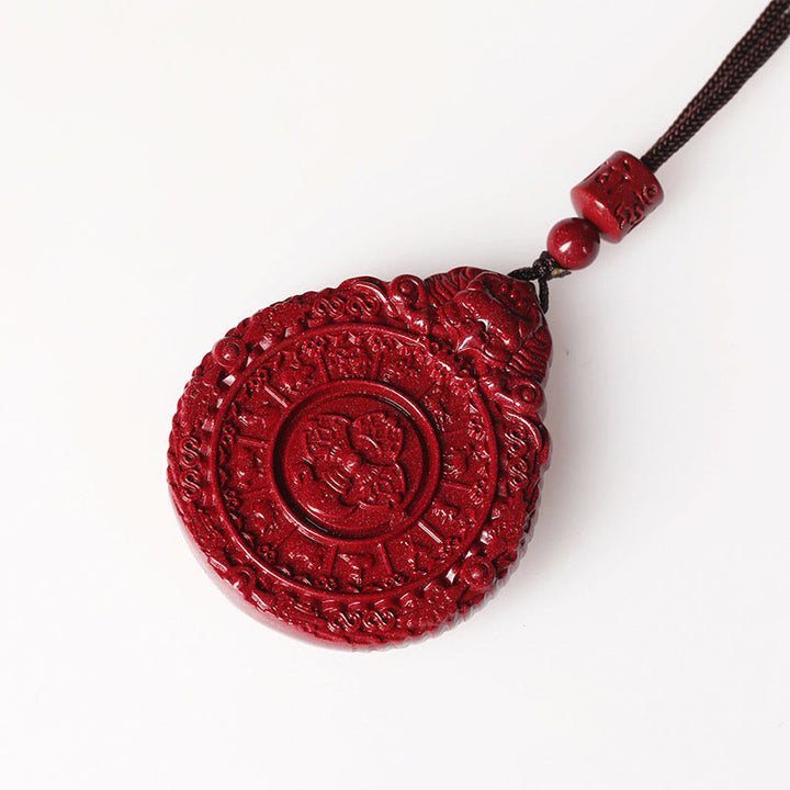 Buddha Stones Chiński Zodiak Naturalny Cynober Bagua Amulet Trzymający Z Daleka Złe Duchy Naszyjnik Wisiorek - image 4
