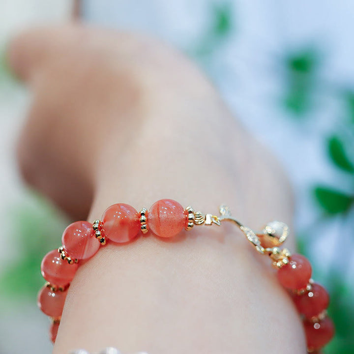 Bransoletka z naturalnego czerwonego agatu Buddha Stones Rose Confidence Calm Chain