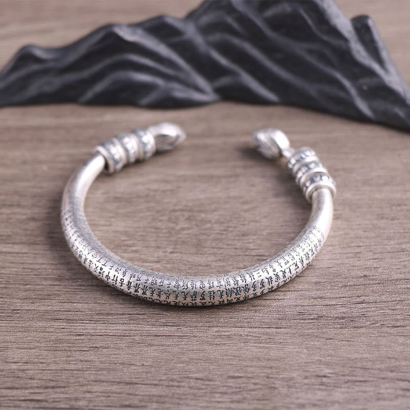 Buddha Stones 999 Srebro Sterlingowe Sutra Serca Om Mani Padme Hum Grawerowana Bransoletka Czystości Pokoju - image 6