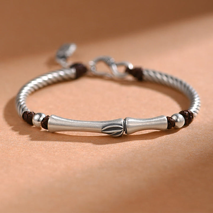 Buddha Stones 999 Srebro Sterling Wzór Bambusa Bransoletka Cicada Luck Wealth - image 11