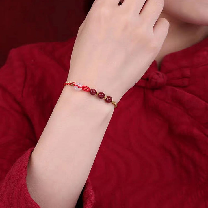 Bransoletka z zapięciem Peace Buckle z Buddha Stones Natural Cinnabar Jade