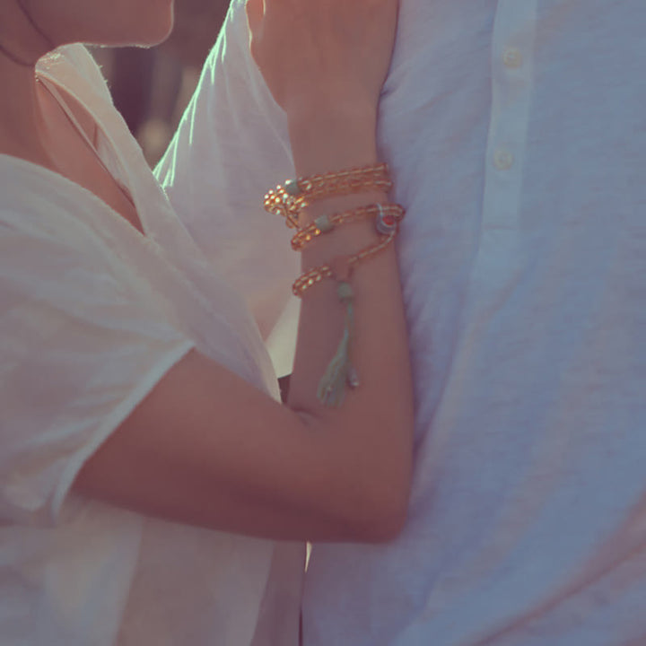 Buddha Stones 108 Koraliki Mala 925 Srebro Sterling Cytryn Sandałowiec Turkus Ochrona Bransoletka Dobrobytu - image 8